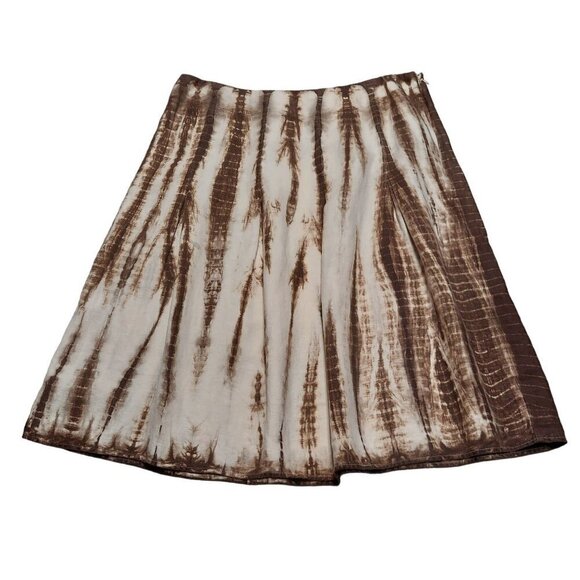 Michael Michael Kors Women's Brown Tie Dye Print Boho Linen Skirt - Picture 1 of 7